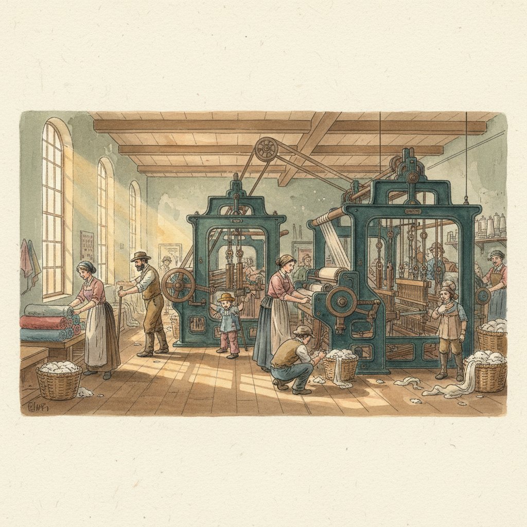 During the Industrial Revolution, there were huge factories using steam power.